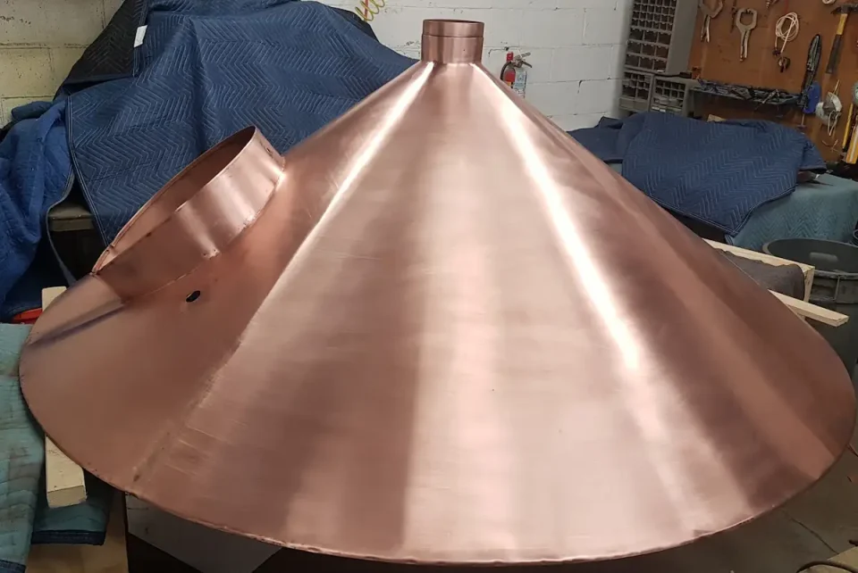 finished copper kettle top chandelier