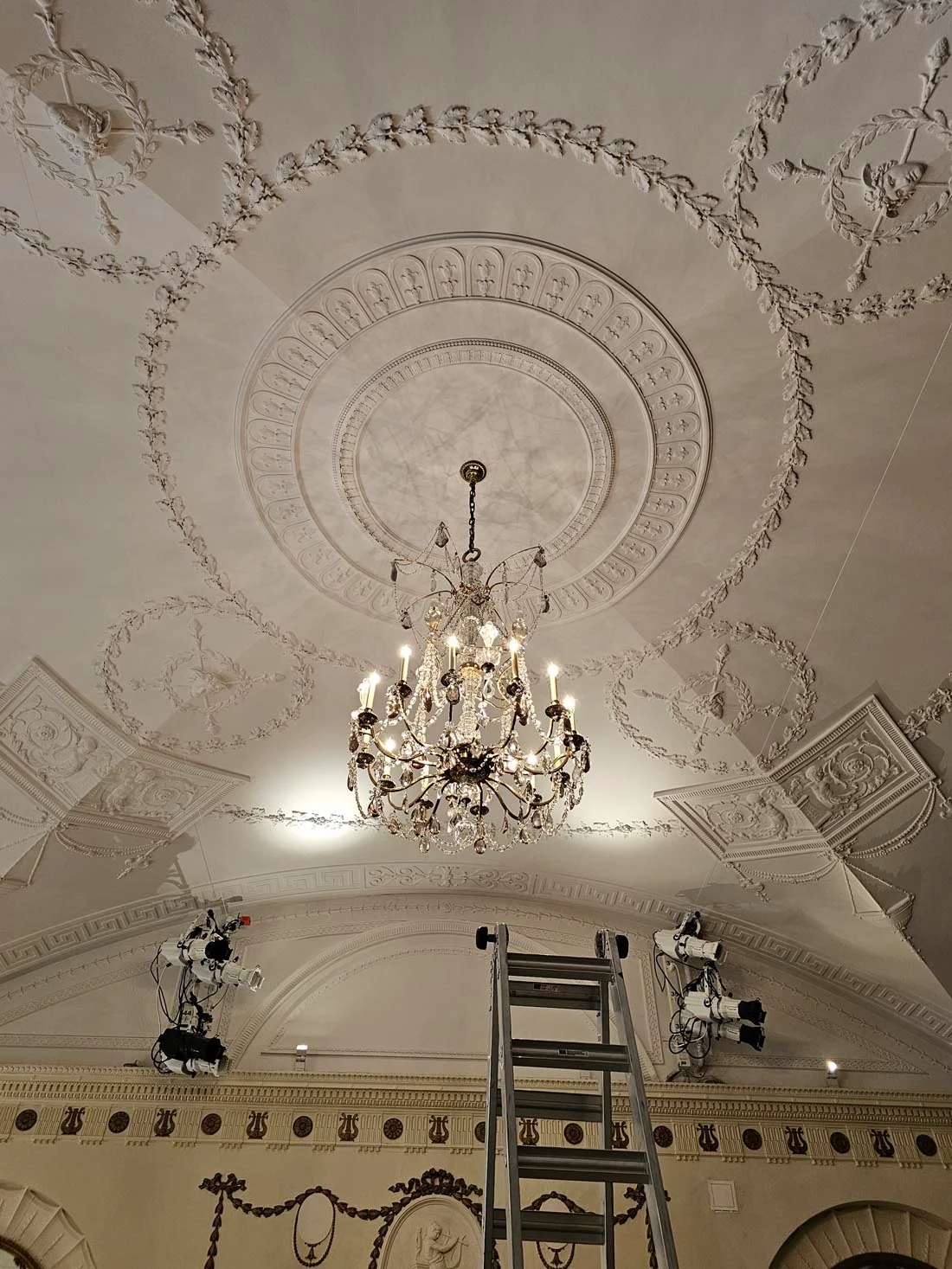 crystal ceiling light fixture with ladder
