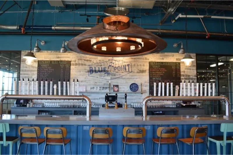 blue point brewery tin chandelier