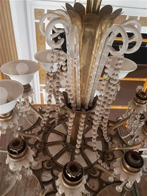 chandelier ready to be cleaned